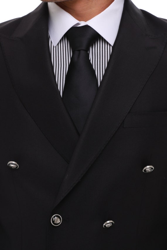 New Era Factory Outlet Traje de vestir negro con doble botonadura para  hombre (50R), Negro 