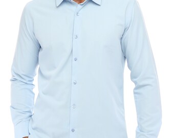 Mens Shirt/ Blue Shirt for Men - Easy Ironing Fabric Shirts for Men
