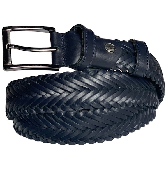 Italian handmade woven leather belt. Newport Woven Italian Rayon Elastic Belt - Khaki | Martin  main image 4