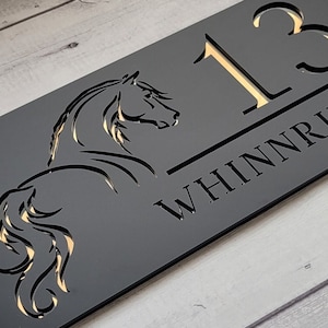 MODERN HOUSE SIGN | Rectangle House Number | 360 x 175mm | 490 x 230mm | 580 x 280mm| Horse House Sign