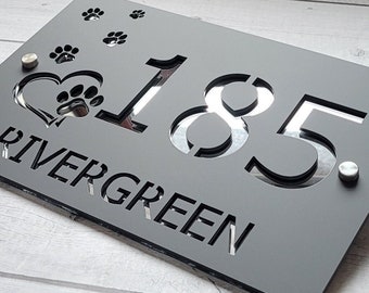 MODERN  HOUSE SIGNS | Home Address Sign | Dog House Sign |  230mm x 155mm | 290mm x 190mm | 38mm x 250mm | 500mm x 330mm