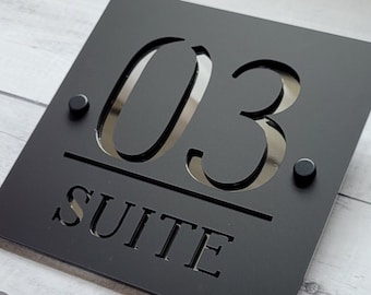 Modern Personalized Acrylic House Sign | Contemporary Door Number Plaque
