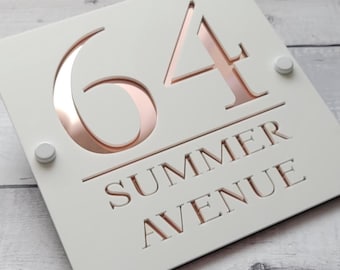 Numéro de maison contemporain en acrylique | Plaque d'adresse personnalisée