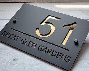 Modern Acrylic House Number Sign | Mirrored Accent