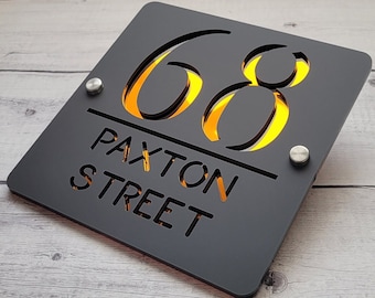 Modern Acrylic House Sign | Two-Tone Door Number Plaque