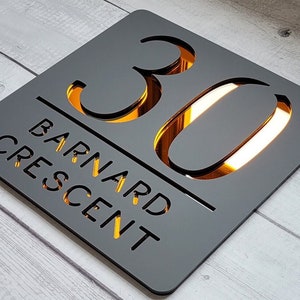 MODERN PERSONALISED HOUSE Sign | Grey Matt & Mirror Orange