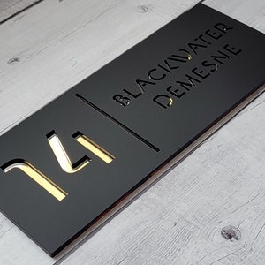 MODERN HOUSE SIGN | Black Matt & Mirror Gold | 300mm X 120mm - Etsy