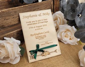 INVITI DI NOZZE RUSTICI, Inviti di nozze in legno, Biglietti di invito di nozze, Set di inviti di nozze in legno, Matrimonio rustico