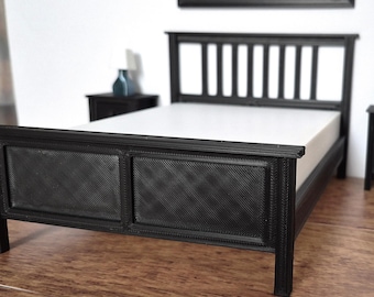 Letto per casa delle bambole STL Scala 1:12 Letto matrimoniale in miniatura Mobili per camera da letto