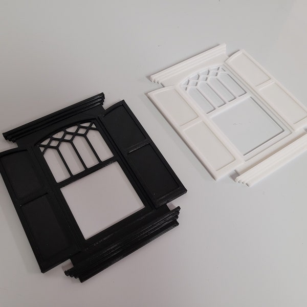 Victorian Miniature Dollhouse Windows - Diorama/Craft Supplies - 3d Printed In 1:12 Scale With Integrated Shutters