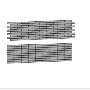 Puede incluir: Dos paneles rectangulares con un patrón de ladrillos grises. El panel superior muestra una disposición de ladrillos escalonados, mientras que el panel inferior presenta una cuadrícula de ladrillos rectangulares en un tono gris uniforme.