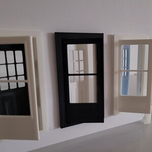Dollhouse Miniature Door, Tiny House Diorama Craft Supplies, 1:24 Scale Storm Door - Inner And Outer Doors, 3d Printed With Frame And Trim
