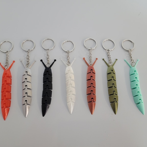 Slug Keychain Key Ring, Small Birthday Gifts Ideas - Flexible And Lightweight, 3d Printed In A Variety Of Colors