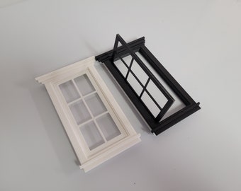 Miniature Dollhouse Windows, Diorama/Craft Supplies, Colonial Swing Open 1:12 Scale With Frame And Interior Trim, 3d Printed