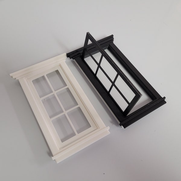 Miniature Dollhouse Windows, Diorama/Craft Supplies, Colonial Swing Open 1:12 Scale With Frame And Interior Trim, 3d Printed