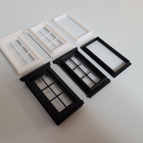 1:24 Scale Swing Open Miniature Colonial Window for Tiny House, Dioramas or Dollhouse Supplies - 3D Printed