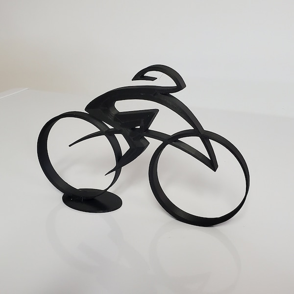 Cyclist Custom Figurine, Bicycle Wall Art/Bookshelf Decor - Original Single Line Art Sculpture, 3d Printed Gift Ideas