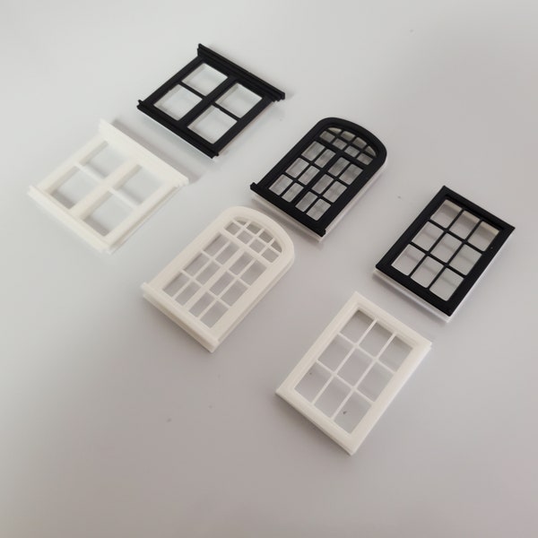 Dollhouse Miniature Windows, Tiny House Diorama Craft Supplies 1:24 Scale With Frame And Interior Trim, 3d Printed