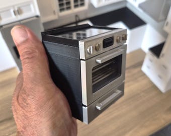 1:12スケールのミニチュアシルバーキッチンストーブ - ドールハウス