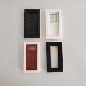 Miniature Dollhouse Door, Tiny House Diorama Craft Supplies, 1:24 Scale With Frame And Interior Trim, 3d Printed In Several Designs