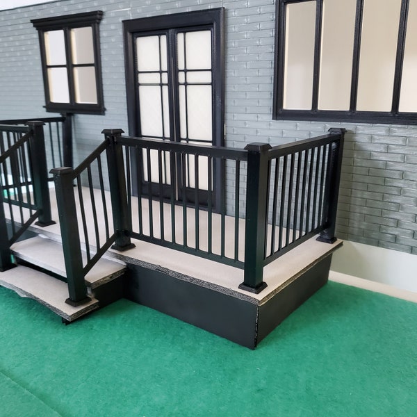 Dollhouse Railing, 1:12 Scale Miniature Dollhouse, 1 Inch Scale Railing Kit, Patio Railing - 3D Printed