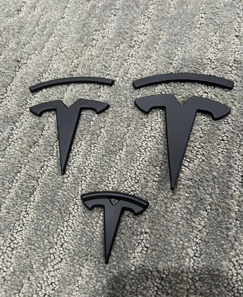 Model Y Replacement TESLA T Logo Emblems for Hood & Trunk (1 Pair, 4 P