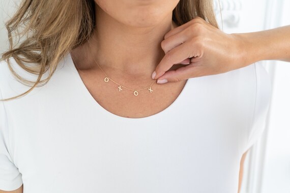 XOXO 14k Pure Gold Necklace Gold Love 