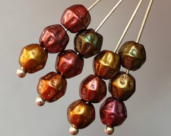 4mm Czech Glass Round Beads, Iris Metallic, Bohemian Pressed Beads
