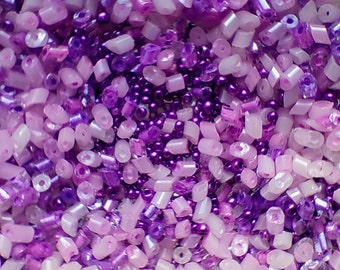 Light Pink and Purple Beads mix, Seed beads mix 20 gr., Czech seed beads Preciosa, beading jewelry supplies, glass beads mixture, Rocailles