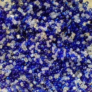 Denim Blue & Crystal Czech Glass Seed Bead Mix 20 Grammi 50 Grammi Preciosa Czech Rocailles