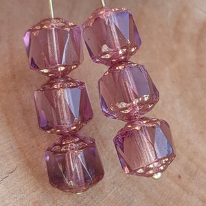 8mm/10/30/50, light purple Cathedral beads, Premium Czech glass beads, Crown beads, barrel, Fire polish beads, Transparent bead, bronze ends