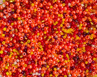 Cuentas de vidrio checo, mezcla de naranja, rojo y amarillo, suministros para joyería