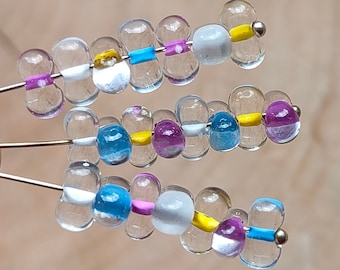 10g/25g/50g Farfalle Seed Beads MIX, Blue White Pink Yellow Clear, 6x3mm, Czech Glass Beads, Seed beads, Peanut beads, Jewelry making beads