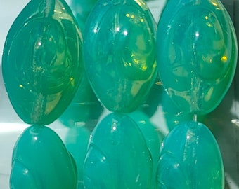 Transparent Turquoise Czech Glass Beads, Seashell Beads, 19x12mm