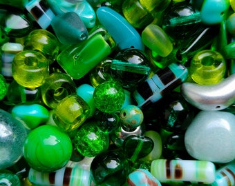 25g/50g/100g Bulk Glass Bead Mix Green, Bead Soup, Czech Bead Mix,Bohemian Beads,Craft Bead,Jewelry Making Bead, 4-15mm