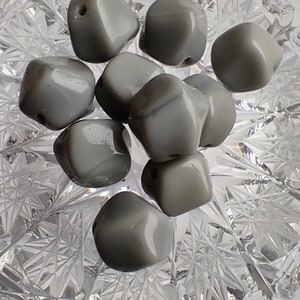20 Czech Glass Beads 10 mm, Opaque Grey Glass Beads, Pressed Czech Glass Beads, Bohemian beads, Jewelry making beads