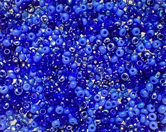 10/0 Denim & Blue Czech Glass Seed Bead, Mix Czech Rocailles, Preciosa Rocailles, Bohemian Seed Beads, Jewelry beads,  Mix 20 Grams