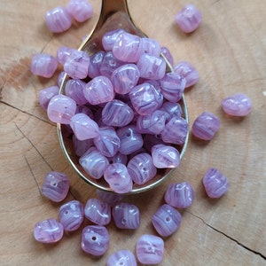 30/50/200 perle di vetro ceco viola, perle opache 6 x 8 mm, perle di vetro di patate, perle di marmo viola, perle per la creazione di gioielli, borsa all'ingrosso