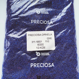 Perle di semi di vetro ceco premium 500g / 1,1lb / 17,6oz, Preciosa 11/0, Rocailles trasparenti blu scuro, perline per gioielli, all'ingrosso 65000pcs