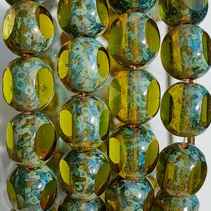 10/30/70 Perline di vetro ceco verde Picasso rotonde a taglio triangolare, Perline di vetro ceco trasparenti da 8 mm, Perline di vetro triangolari, Perline per la creazione di gioielli