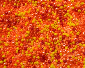 Cuentas de vidrio checo naranja, rojo y amarillo, suministros para joyería (20 g/50 g)