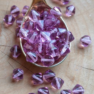20/50/8mm Czech Glass Bicone Lantern Beads, Light Purple Pressed beads, Diamond glass bead, Transparent beads, Bohemian czech glass beads