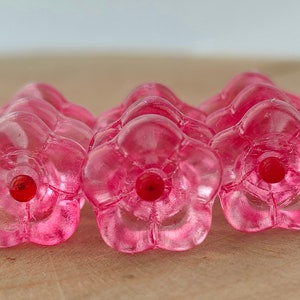 8/20 Bell Flower Czech Glass Beads, 11x13mm Pink bead cap, Big flower beads, Pressed flower beads, Transparent beads, Jewelry making beads