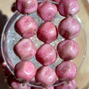 10 Premium Czech Round Glass Beads, 12mm Potatoes Beads, Opaque Glass Beads, Pink luster Picasso, Jewelry Making bead, Bohemian bead