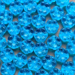 20/8 mm bloem glaskralen, hibiscusbloem, Tsjechische aquablauwe kralen, geperste bloemkralen, transparante bloemen madeliefjekralen, kralen sieraden maken