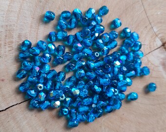 600 Perline Di Vetro Ceche Sfaccettate Da 3 Mm, Rotonde, Fuoco Lucido, Colore Santander, Per Bigiotteria Fai Da Te