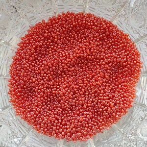 25g/50g Premium Czech Glass Seed Beads, 11/0 - 2mm Preciosa Czech Rocailles, Transparent Orange Pink Luster, Perline per la creazione di gioielli