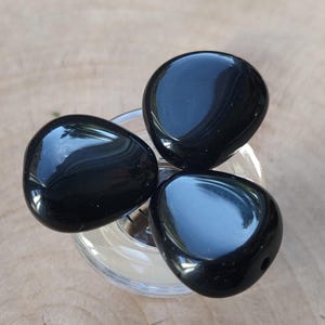 Opaque Black Triangle Czech Glass Beads, Jewelry Making (5/10) (18x17mm)