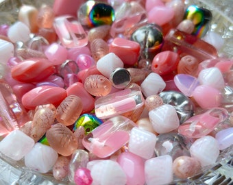 25g/50g/100g Bulk Glass Bead Mix Pink, Bead Soup, Czech Bead Mix,Bohemian Beads,Craft Bead,Jewelry Making Bead, 4-20mm