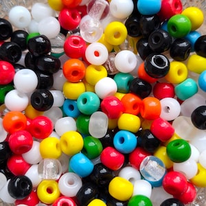 40/100 perline pony ceche da 7 mm, perline a rullo, mix di perline di vetro, perline rotonde trasparenti opache, foro da 2 mm, perline artigianali, per cordoncino in pelle, fai da te